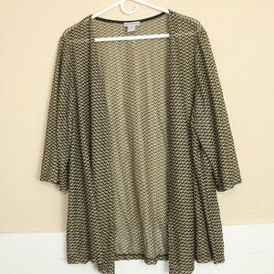 Catherines Open Front Loose Knit Cardigan Tan Black Womans Stretch Plus Size 2X